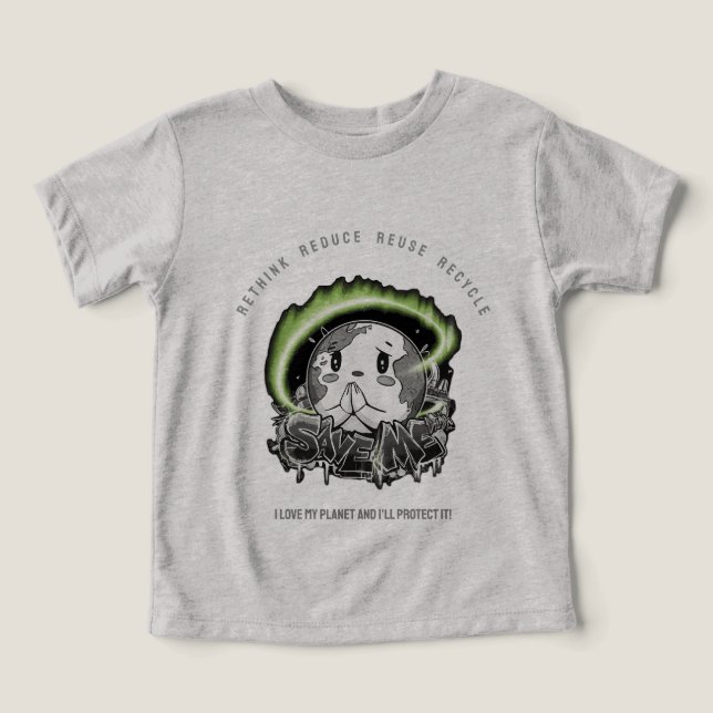 Rethink Reduce Reuse Recycle Save Earth T Shirt (Design Framsida)