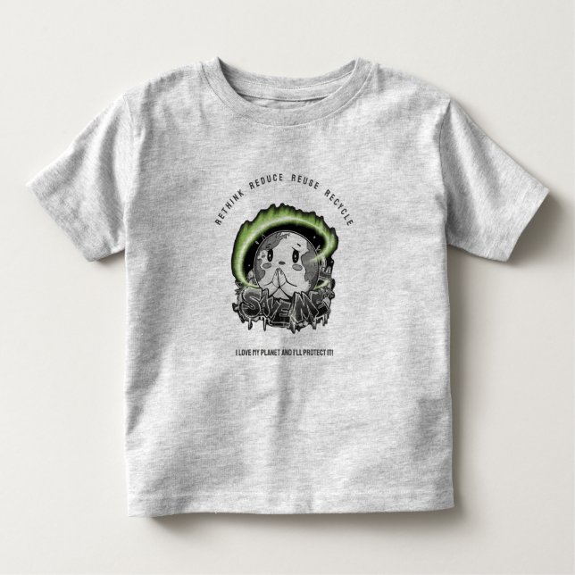 Rethink Reduce Reuse Recycle Save Earth T Shirt (Framsida)