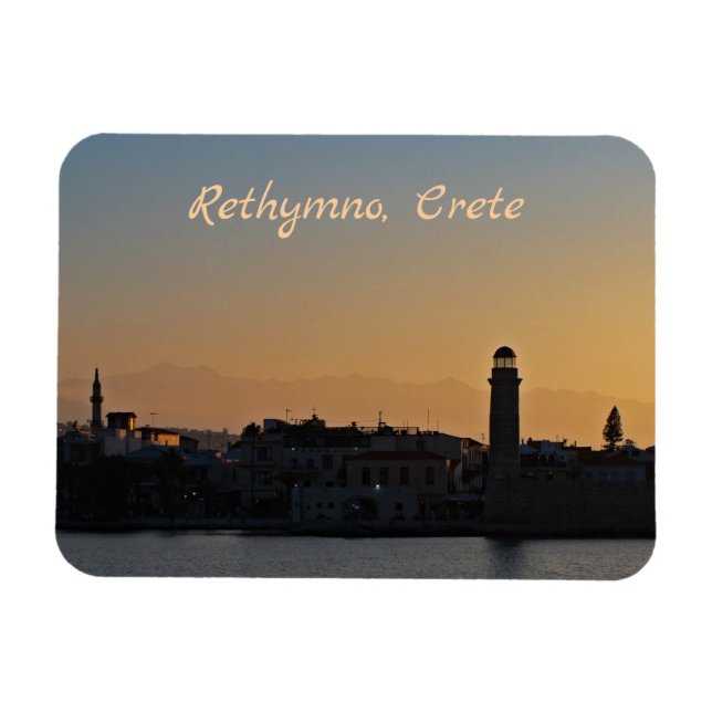 Rethymno Crete Cityscape Sunset Magnet (Horisontell)