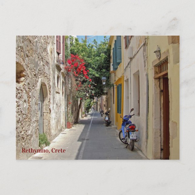 Rethymno Crete Old Town Street Postcard Vykort (Framsida)