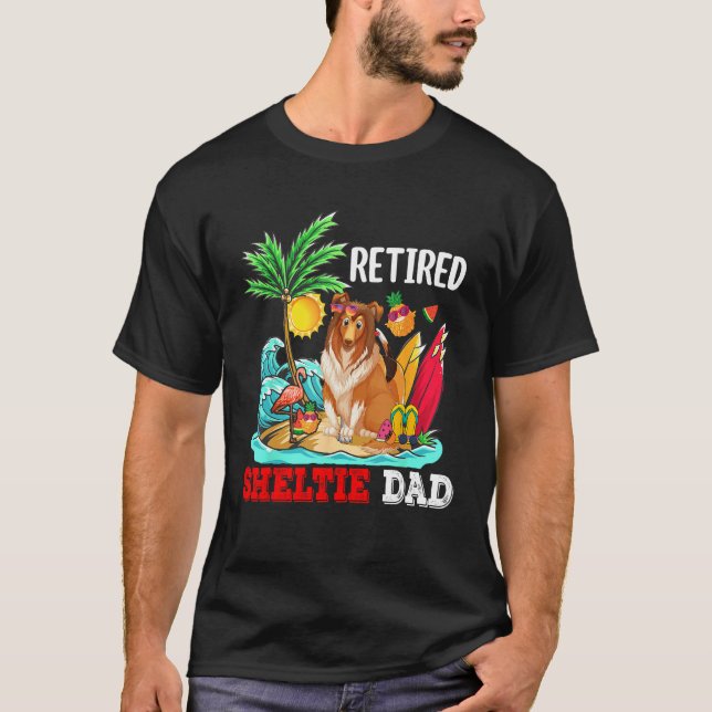 Retied Sheltie Dad Costume Retirement  Dog Owner T Shirt (Framsida)