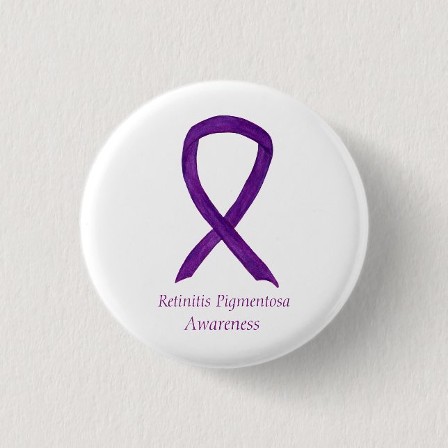 Retinitis Pigmentos Awareness Ribbon Anpassningsba Knapp (Framsida)