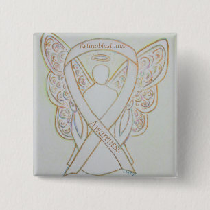 Retinoblastoma Vit medvetenhet Ribbon Angel Pin Knapp