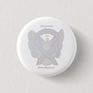 Retinoblastoma Vit medvetenhet Ribbon Angel Pin Knapp