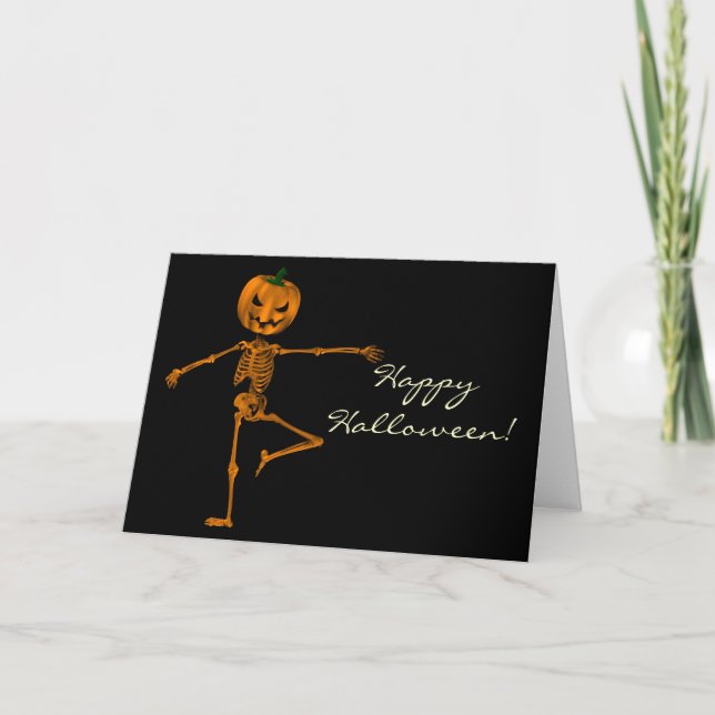 Retire Ballet Position Halloween Skeleton Kort (Framsida)