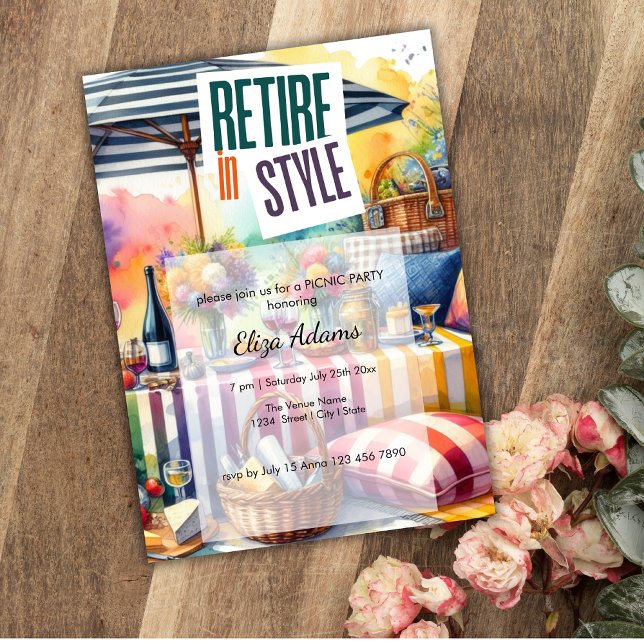 Retire i Stil I Elevated Picnic Pension Party Inbjudningar (Skapare uppladdad)