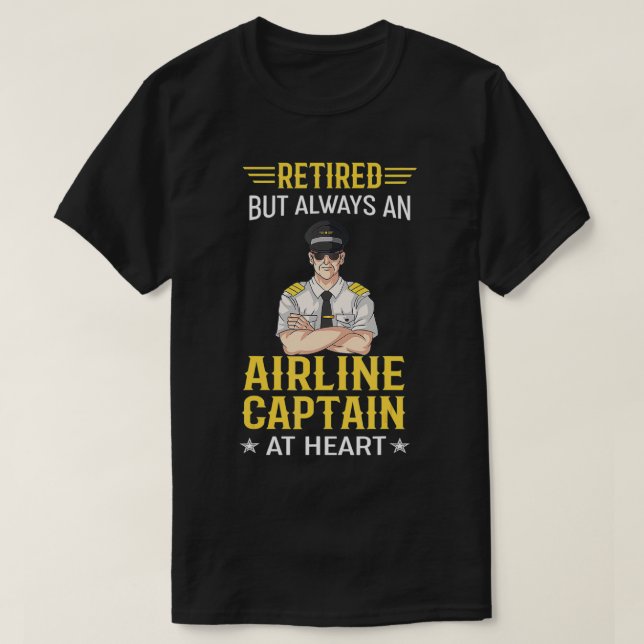 Retired Airline Captain Tshirt Aviation  Airplane  T Shirt (Design framsida)