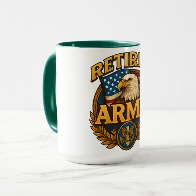 Retired ARMY Design with flag & eagle Mugg (Framsida vänster)