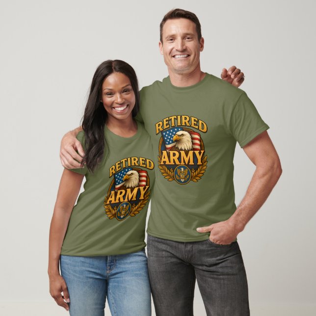 Retired ARMY Design with flag & eagle T Shirt (Unisex)