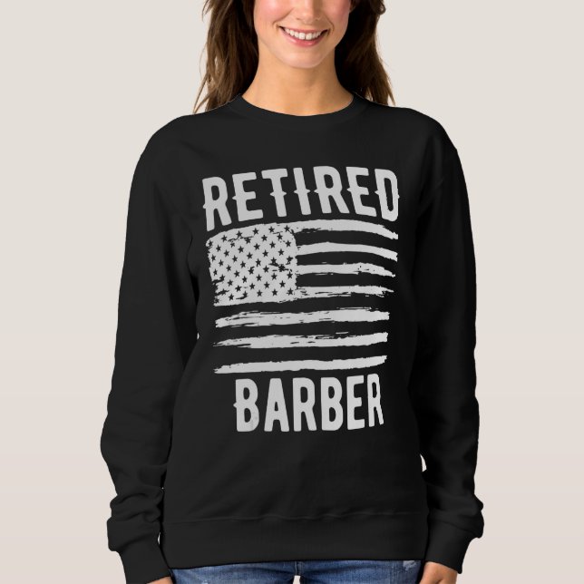 Retired Barber Profession American Flag T Shirt (Framsida)