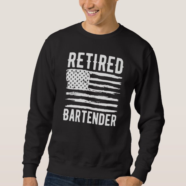 Retired Bartender Profession American Flag Premium Lång Ärmad Tröja (Framsida)