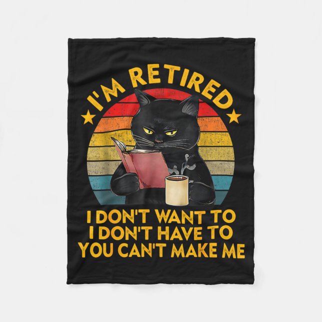 Retired Black Cat Coffee Funny Retirement 2026 Wom Fleecefilt (Framsidan)