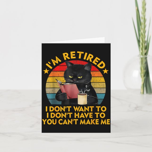 Retired Black Cat Coffee Funny Retirement 2026 Wom Kort (Framsida)