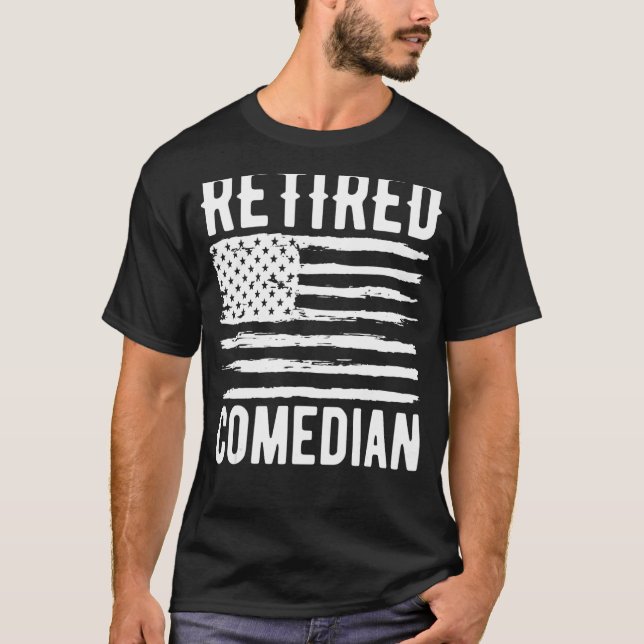 Retired Comedian Profession American Flag T Shirt (Framsida)