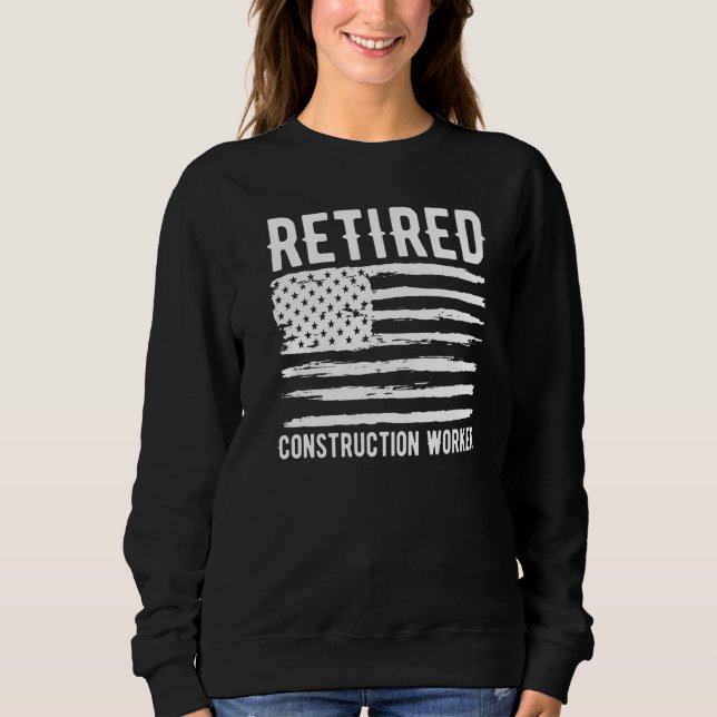 Retired Construction Worker Profession American Fl T Shirt (Framsida)