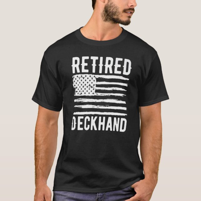 Retired Deckhand Profession American Flag Premium T Shirt (Framsida)