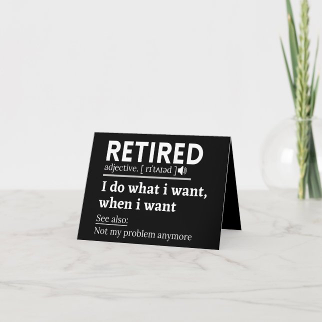 retired definition, funny retirement, retired anteckningskort (Framsida)