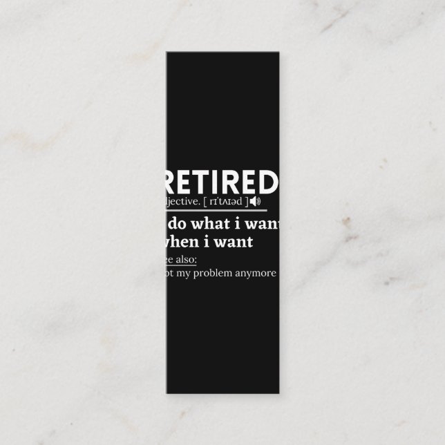 retired definition, funny retirement, retired lojalitetskort (Framsida)