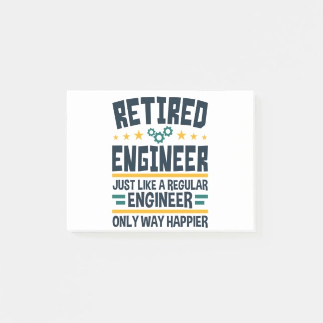 Retired Engineer Engineering Retirement Happier Post-it Block (Framsida)