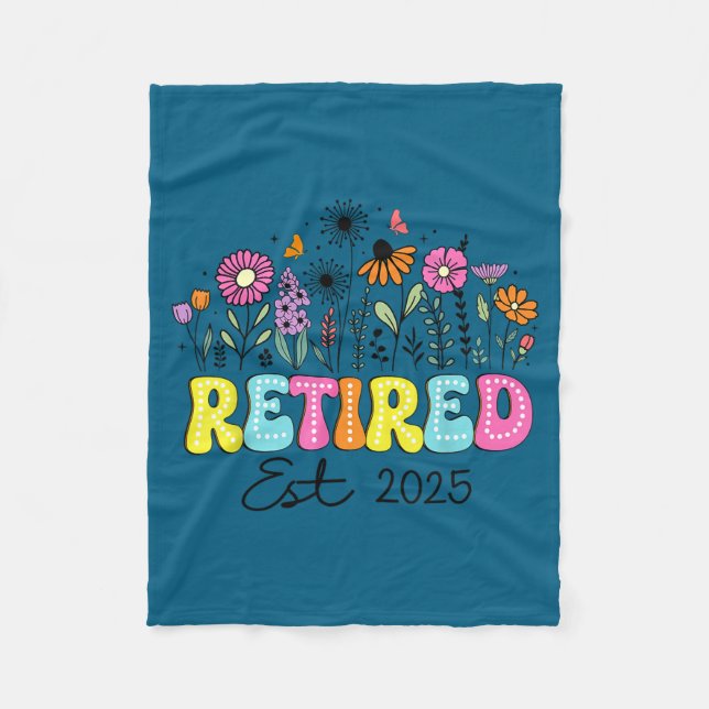 Retired Est 2025 Boho Floral Retirement Retire Tea Fleecefilt (Framsidan)