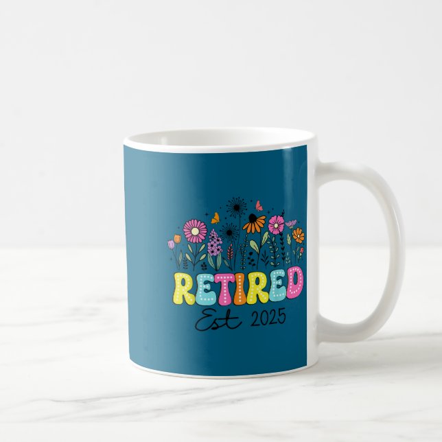 Retired Est 2025 Boho Floral Retirement Retire Tea Kaffemugg (Höger)