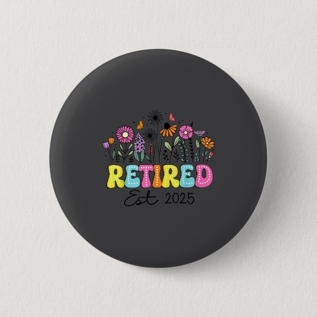 Retired Est 2025 Boho Floral Retirement Retire Tea Knapp (Framsida)