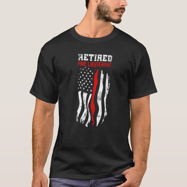 Retired Fire Lieutenant American Fireman Fourth Of T Shirt (Framsida)