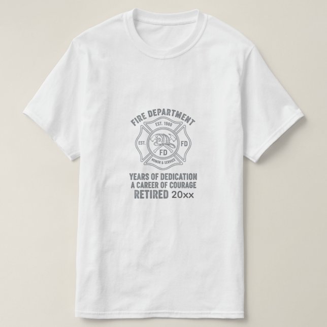 Retired Firefighter T-Shirt with Custom Years (Design framsida)