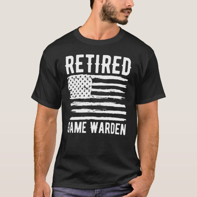 Retired Game Warden Profession American Flag T Shirt (Framsida)