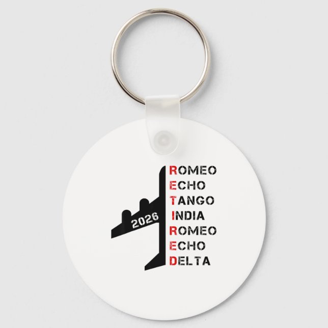 Retired Lot 2026 Phonetic Alphabet Retirement Gift Nyckelring (Framsida)