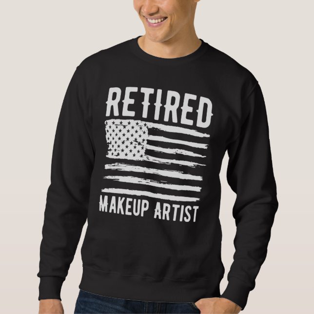 Retired Makeup Artist Profession American Flag Lång Ärmad Tröja (Framsida)