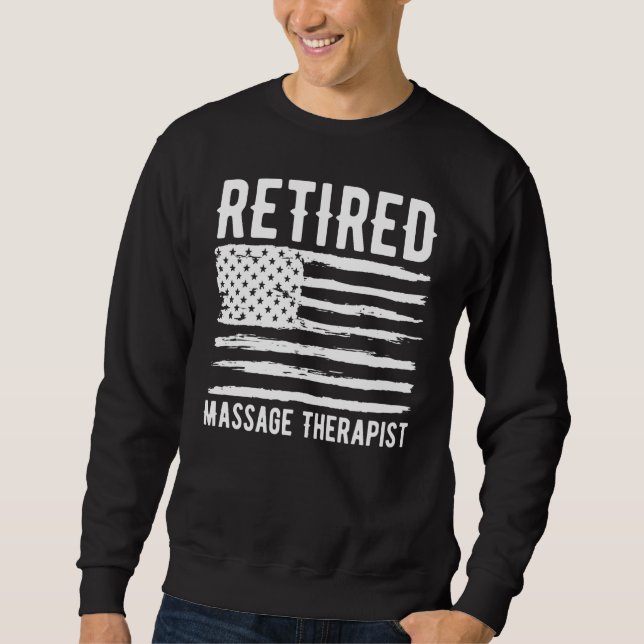 Retired Massage Therapist Profession American Flag Lång Ärmad Tröja (Framsida)