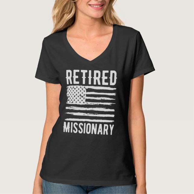 Retired Missionary Profession American Flag T Shirt (Framsida)