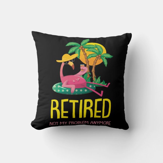 Retired Not My Problem Anymore Grandma Flamingo Kudde (Framsida)
