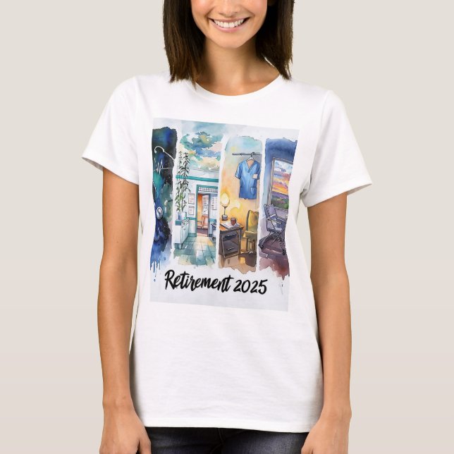 Retired Nurse 2025 – Scrubs Off, Dine On! T Shirt (Framsida)