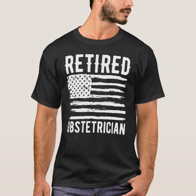 Retired Obstetrician Profession American Flag T Shirt (Framsida)