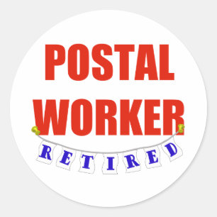 RETIRED POSTAL WORKER RUNT KLISTERMÄRKE