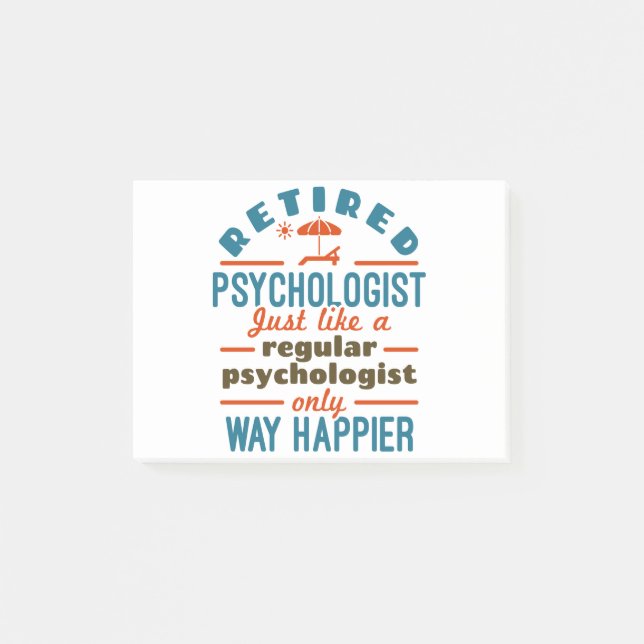 Retired Psychologist Therapist Retirement Happier Post-it Block (Framsida)
