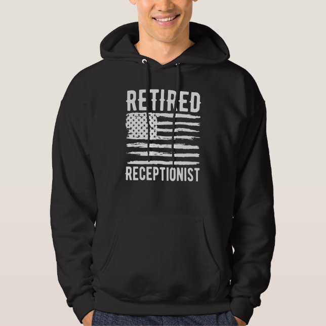 Retired Receptionist Profession American Flag Hoodie (Framsida)