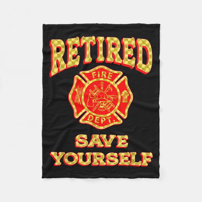 Retired Save Yourself Funny Fireman Retirement Vin Fleecefilt (Framsidan)
