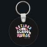 Retired School Nurse Established 2025 Groovy Cute  Nyckelring<br><div class="desc">Retired School Nurse Established 2025 Groovy Cute Retirement</div>