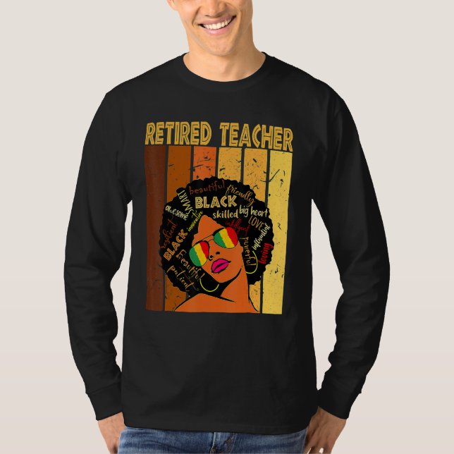 Retired Teacher Afro African American Black Histor T Shirt (Framsida)