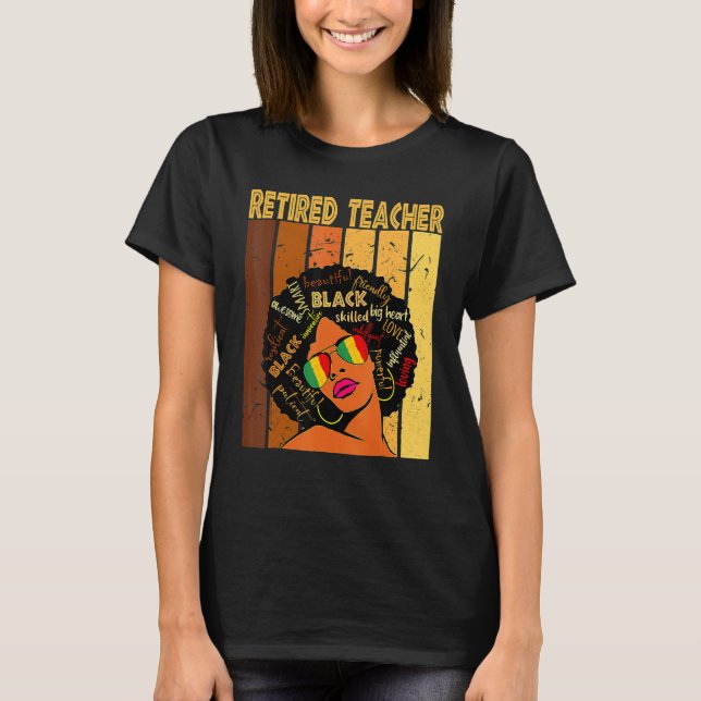 Retired Teacher Afro African American Black Histor T Shirt (Framsida)