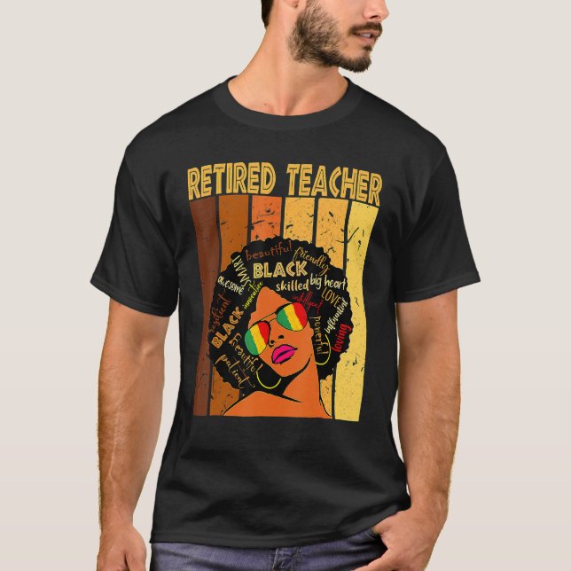 Retired Teacher Afro African American Black Histor T Shirt (Framsida)