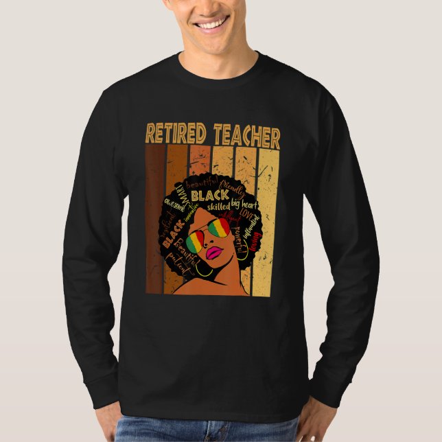 Retired Teacher Afro African American Black Histor T Shirt (Framsida)