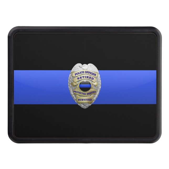 Retired- Thin Blue Line Hitch Cover Dragkroksskydd (Framsidan)
