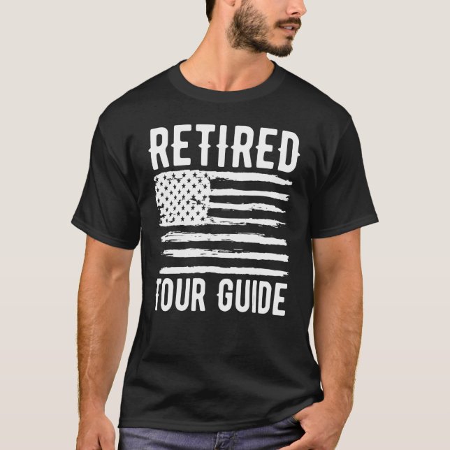 Retired Tour Guide Profession American Flag T Shirt (Framsida)