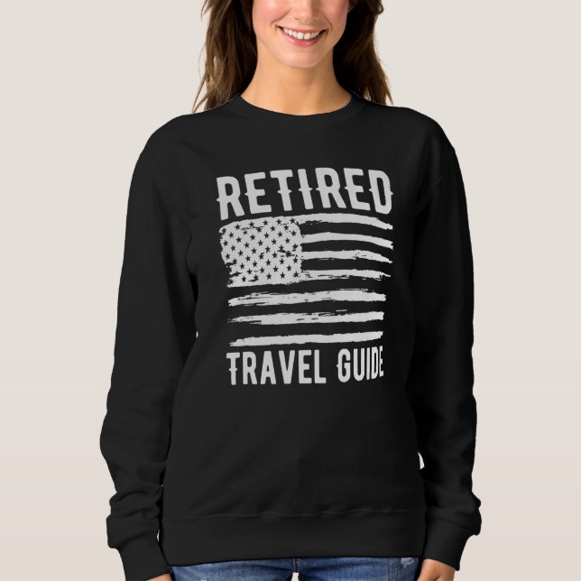 Retired Travel Guide Profession American Flag Prem T Shirt (Framsida)