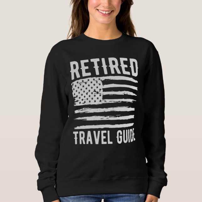 Retired Travel Guide Profession American Flag T Shirt (Framsida)