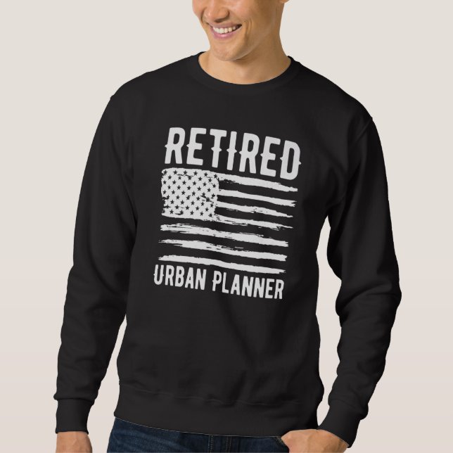 Retired Urban Planner Profession American Flag Pre Lång Ärmad Tröja (Framsida)